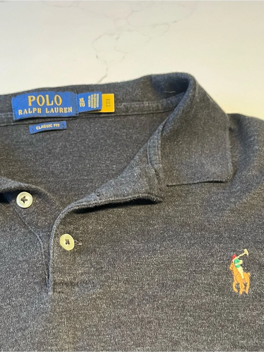 Polo by Ralph Lauren Men's Dark Grey Polo Shirt